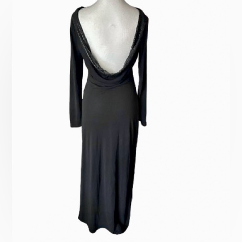 Sandro Paris Draped Black Dress Designer Maxi Midi Evening Long Open Back 8 10 - Picture 1 of 15